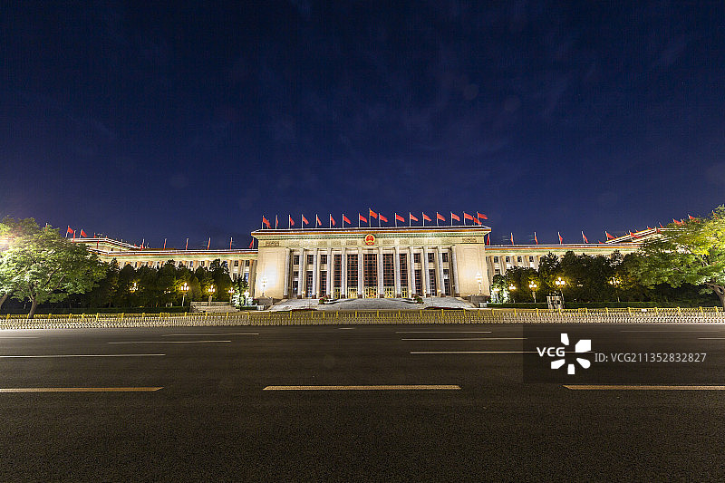 北京市人民大会堂夜景图片素材