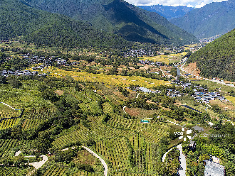 云南省迪庆州维西县塔城乡村梯田景观图片素材