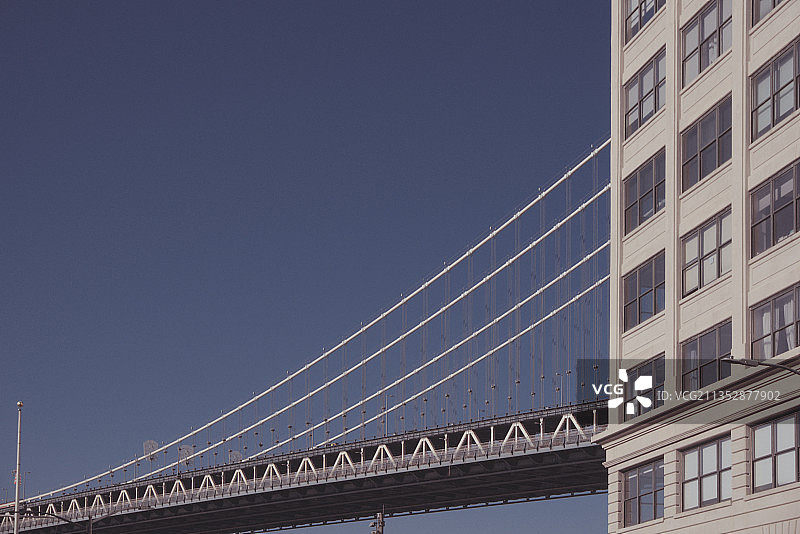 曼哈顿大桥旁的办公室窗户图片素材