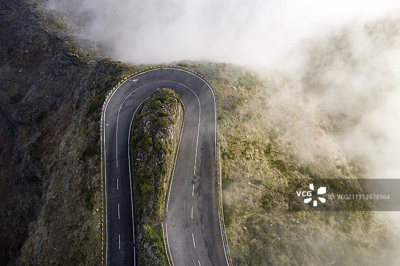 航拍山路，马德拉，葡萄牙图片素材