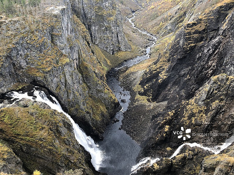 挪威艾德峡湾市瀑布的航拍图图片素材