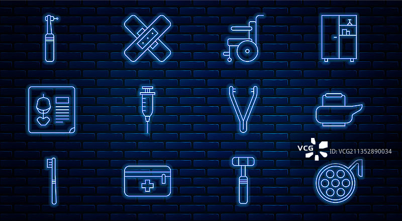 手术灯、便盆和轮椅线条组合图片素材