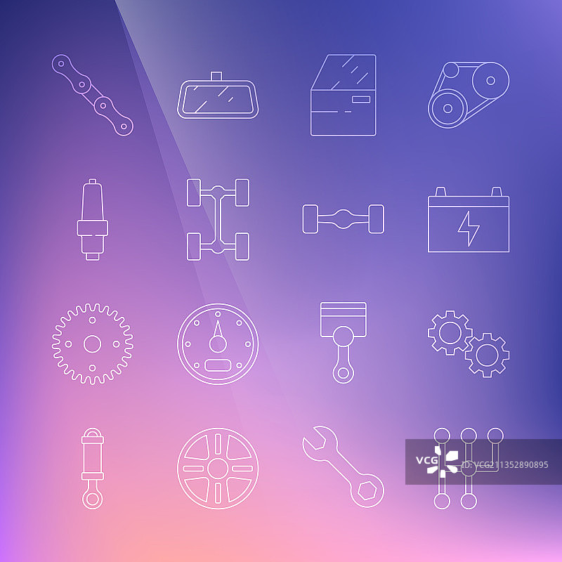 汽车配件：换挡杆、电瓶、车门、底盘图片素材