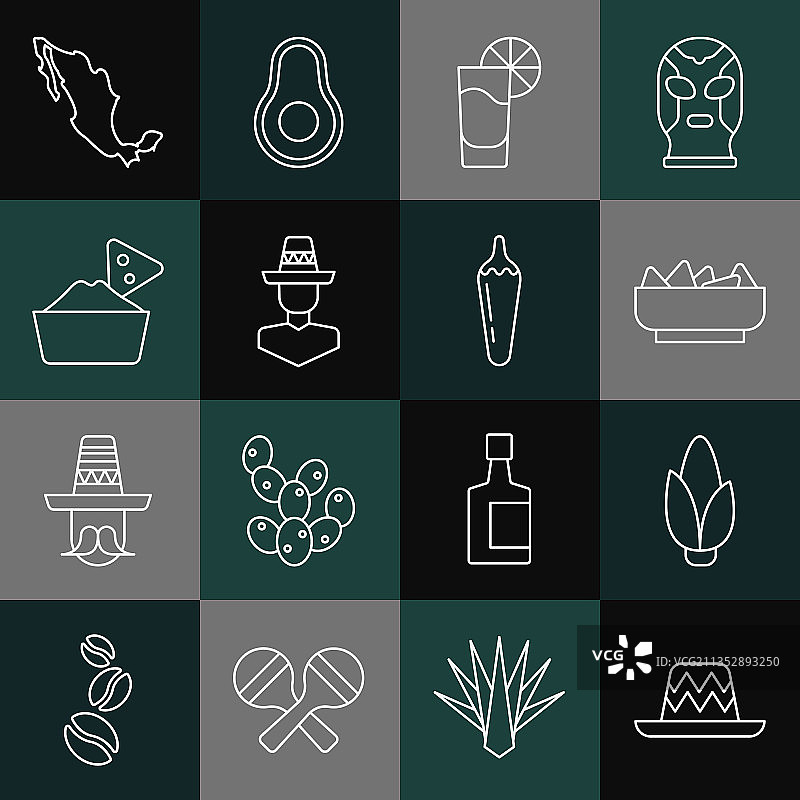 墨西哥草帽、玉米片与碗装玉米片图片素材