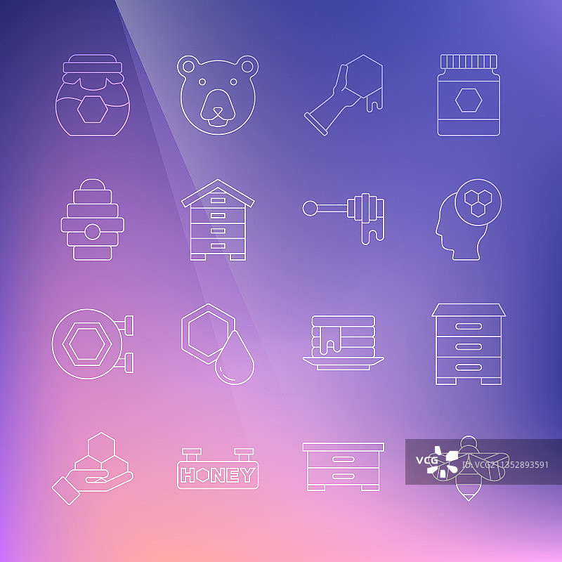 养蜂人蜂箱蜂巢线条图片素材