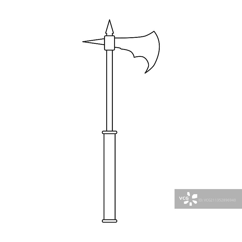 中世纪斧头描边图标图片素材