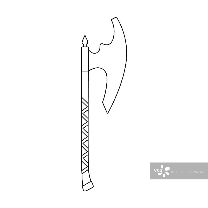 中世纪斧头描边图标图片素材