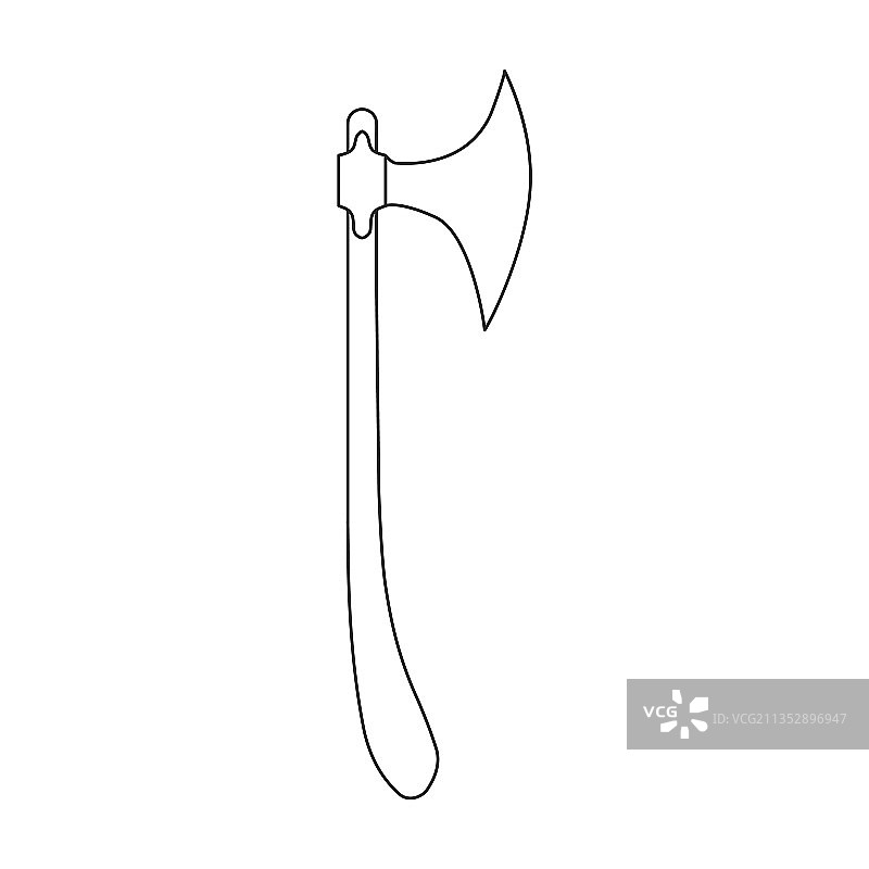 中世纪斧头描边图标图片素材