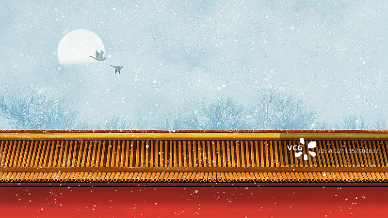 雪中红墙图片素材