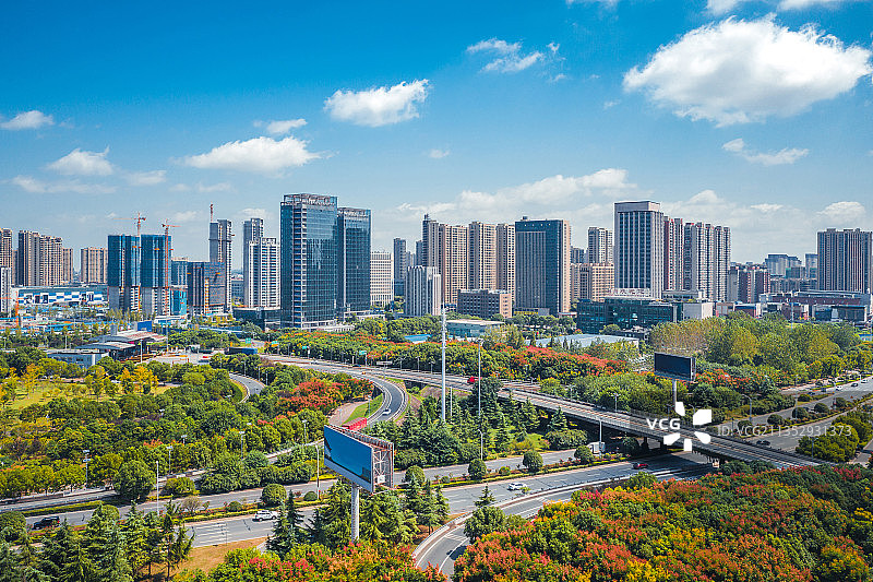 荆州沙北新区航拍大景图片素材