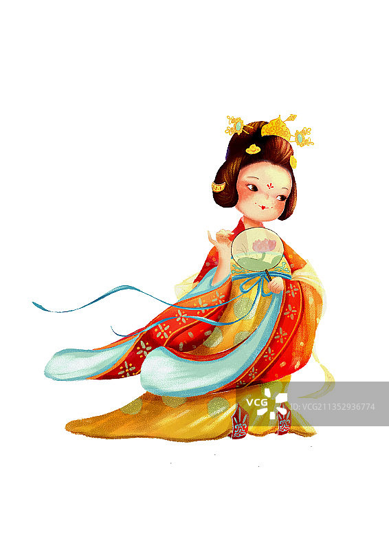 中国风唐朝仕女插画图片素材