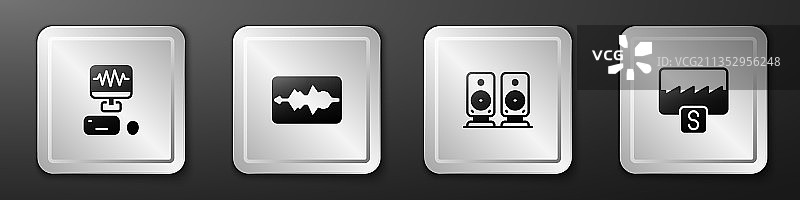 音乐录音室波形均衡器立体声图片素材