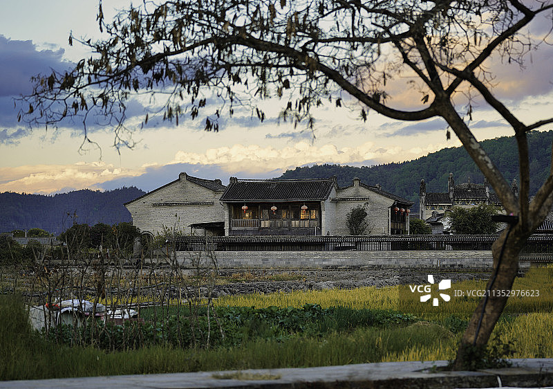 日落古城图片素材