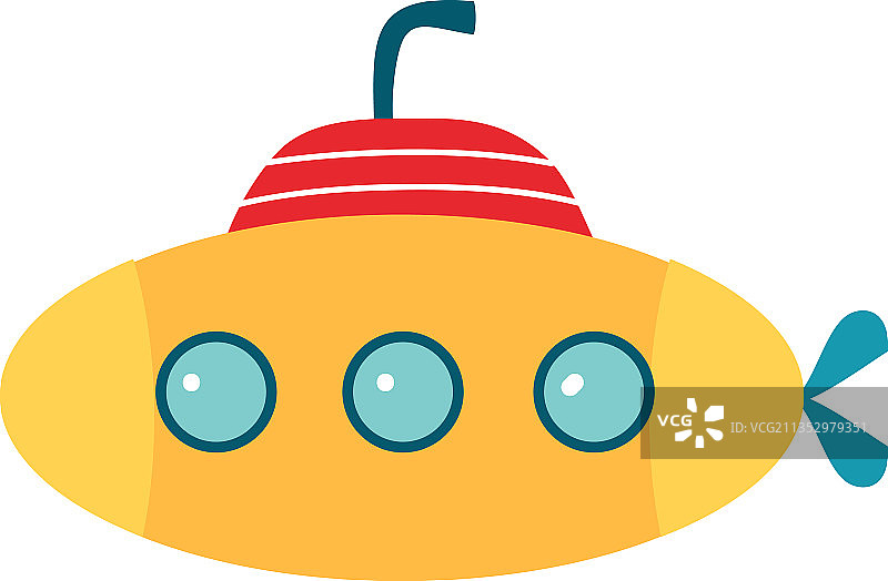 带潜望镜和舷窗的橙色潜水艇图片素材