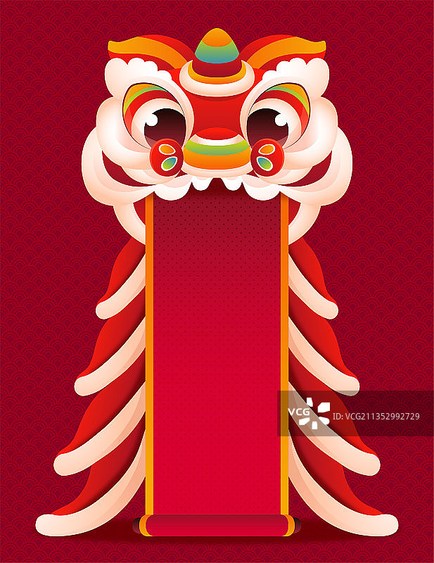 喜庆新春传统舞狮春联矢量模版图片素材