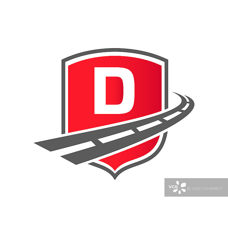 字母D上的盾牌概念运输标志图片素材