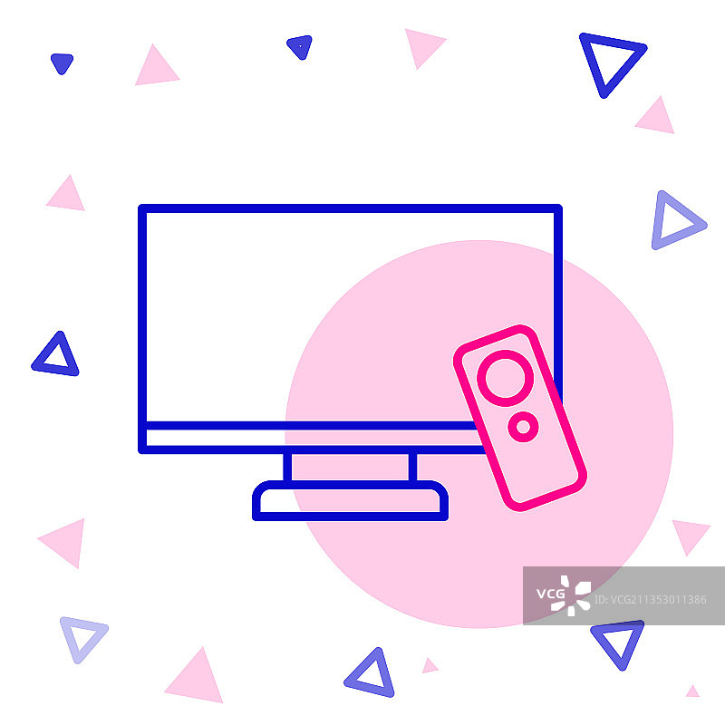 线条智能电视图标（白色背景）图片素材