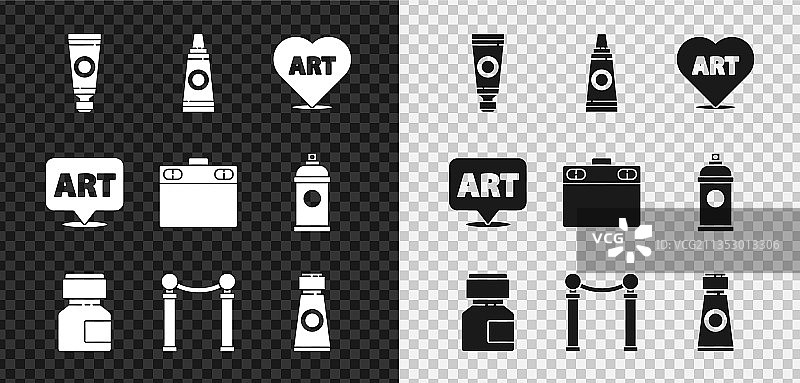 颜料管调色板爱心文字艺术绘画套装图片素材