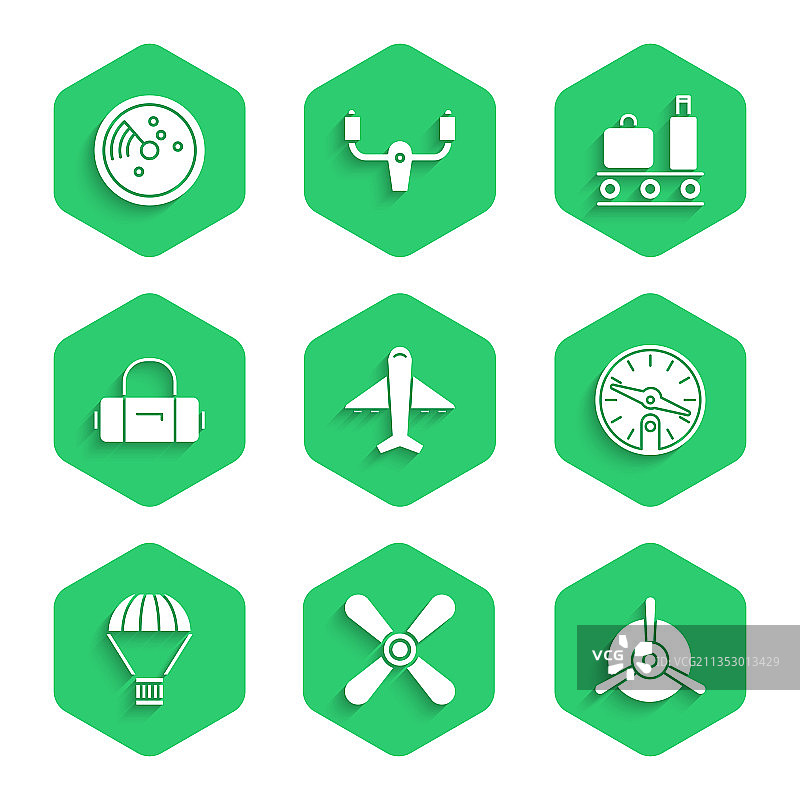 螺旋桨、指南针和飞行箱图片素材