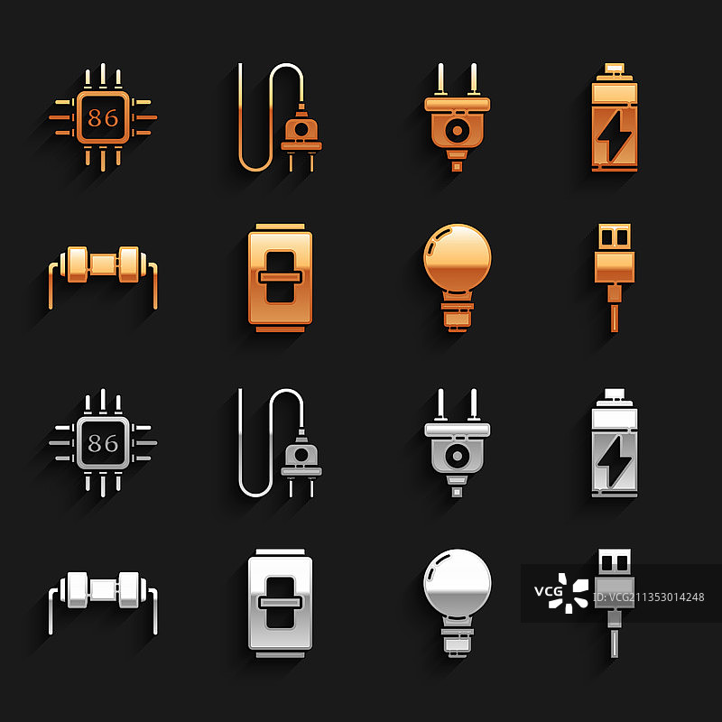 电灯开关电池USB线电线组图片素材
