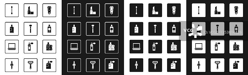 手持镜子化妆刷洗发水图片素材