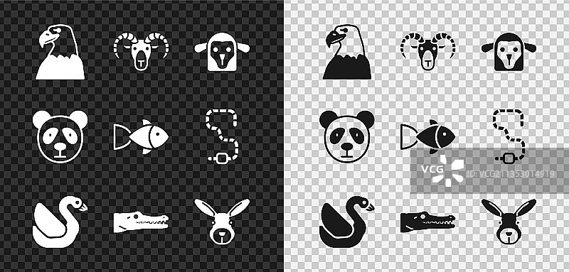 老鹰、山羊头、绵羊、天鹅图案图片素材