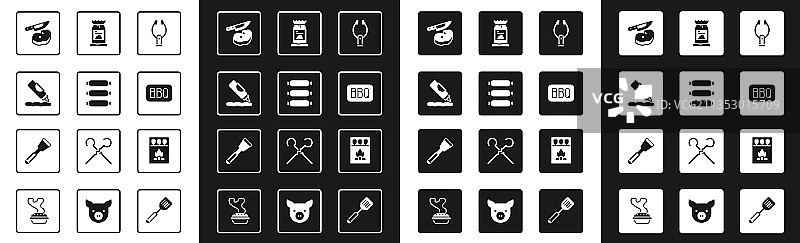 肉类钳子、香肠、番茄酱瓶、牛排图片素材