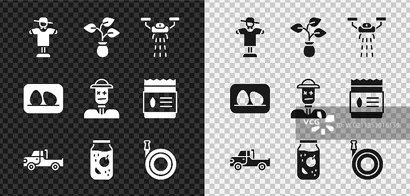 稻草人、植物与智能农场无人机组合图片素材