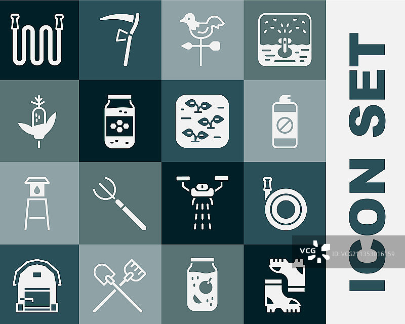 防水橡胶靴、花园软管和喷雾器图片素材