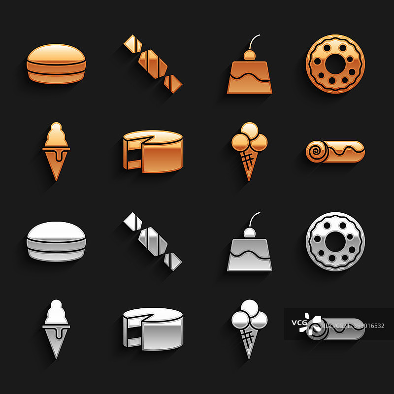 蛋糕甜甜圈巧克力卷冰淇淋套装图片素材