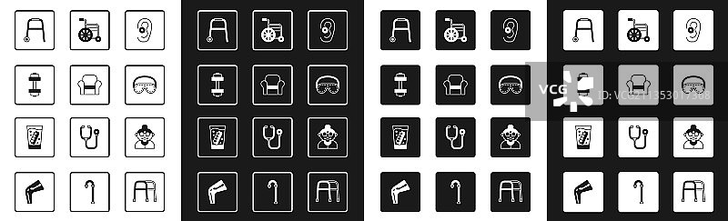 助听器扶手椅哑铃助行器眼睛图片素材