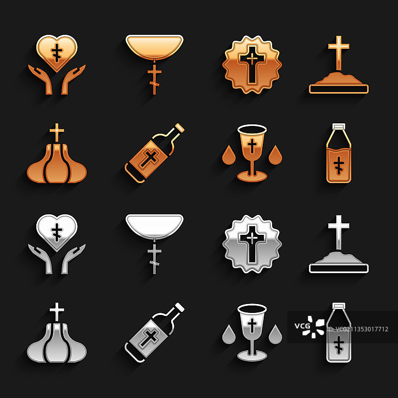 带有十字架的圣水瓶墓地图片素材