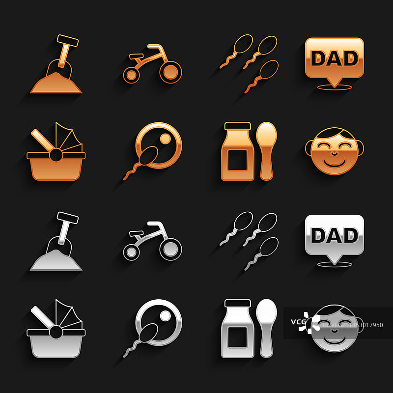 精子对话气泡爸爸小男孩头像套装图片素材