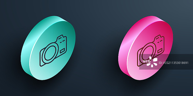 2.5D线条照相机图标，黑色背景图片素材