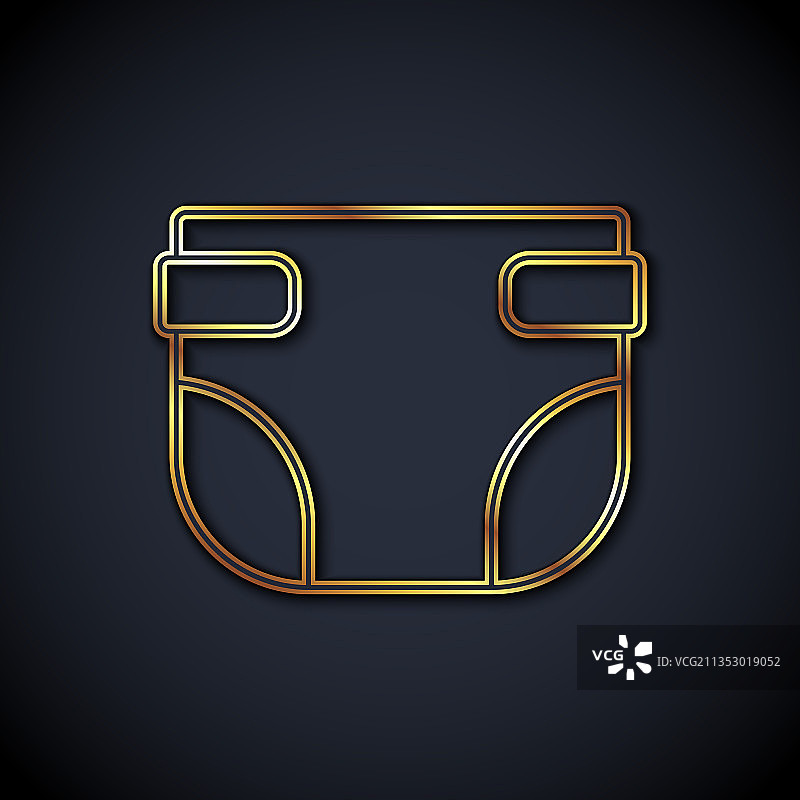 金色线条婴儿吸水尿布图标图片素材