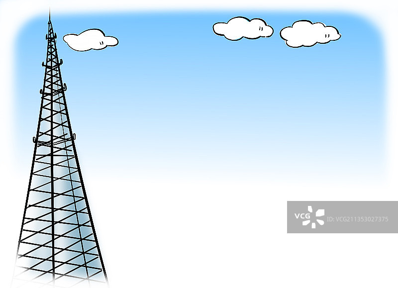 信号塔与天空白云图片素材