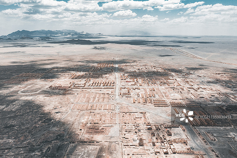 青海柴达木盆地冷湖石油废墟小镇航拍风光图片素材