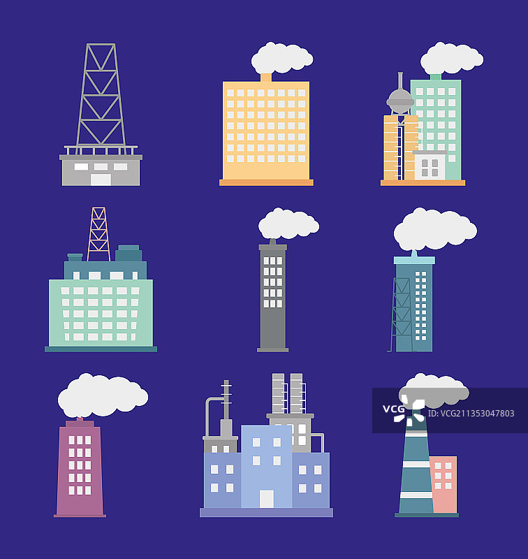 工厂建筑图标合集图片素材
