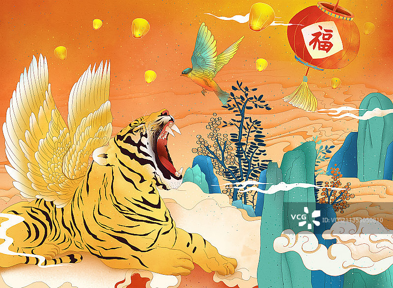 虎年年俗 成语故事 如虎添翼 虎年大吉图片素材