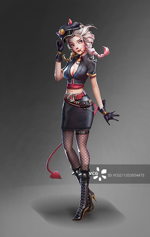 美女 恶魔女警 游戏原画 CG 角色 立绘 性感 欧美风图片素材