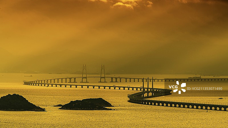 港珠澳大桥日出图片素材