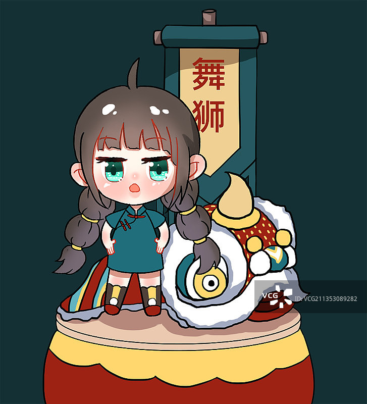 新中式Q版插画图片素材