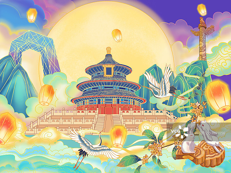 新中式插画图片素材