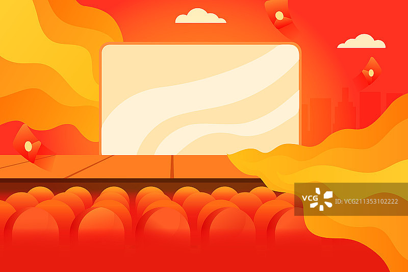 卡通商业商务互联网电商招商电影院看电影约会亲子家人矢量插画图片素材