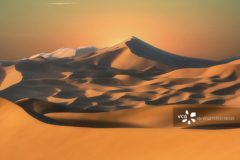 沙漠最迷人的时刻也许就是夕阳西下之时。图片素材