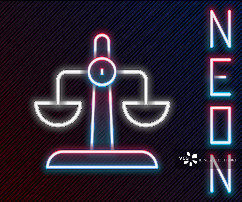发光的霓虹灯天秤座星座标志图片素材