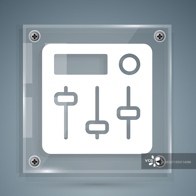 灰色背景上的白色混音器控制器图标图片素材