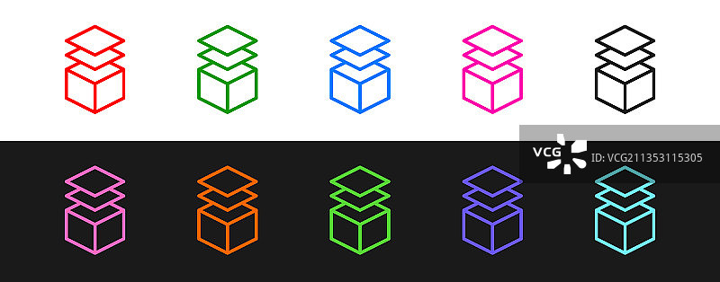 黑色和白色背景上的分层图标图片素材