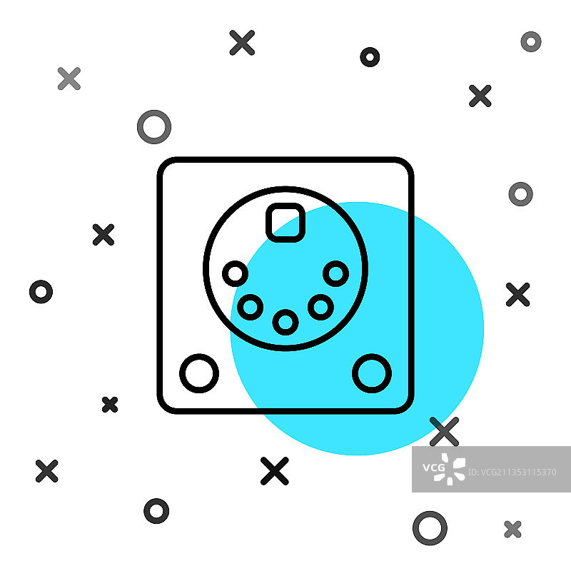 白色背景上的黑色线条鼓机图标图片素材