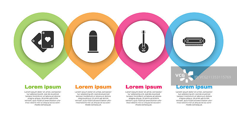 扑克牌子弹班卓琴口琴套装图片素材